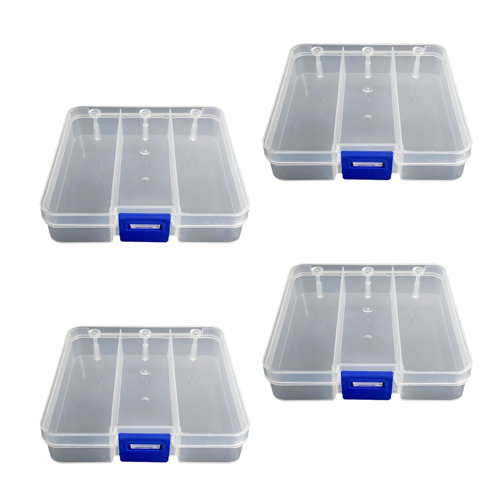 Aqvjd Clear ABS Storage Box with Lid 3 Compartments Fishing Baits Organiser for Fishing Tackle Lures Small Accessories Lure Planner with Dividers