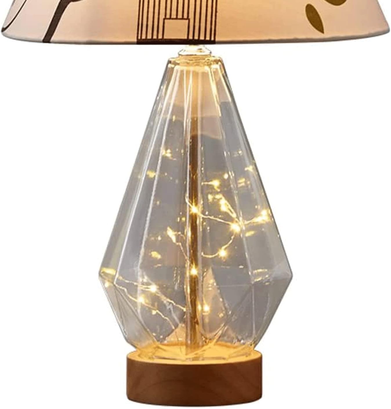 テーブルランプ おしゃれ ベッドサイドランプ テーブルライト ガラスデスクランププリントファブリックランプシェードナイトスタンドラン