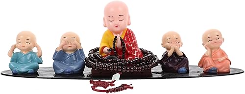 HOMSFOU Muñeca monje con cabeza sacudida solar para tablero de instrumentos de coche, figura de monje de Buda compacta para decoración