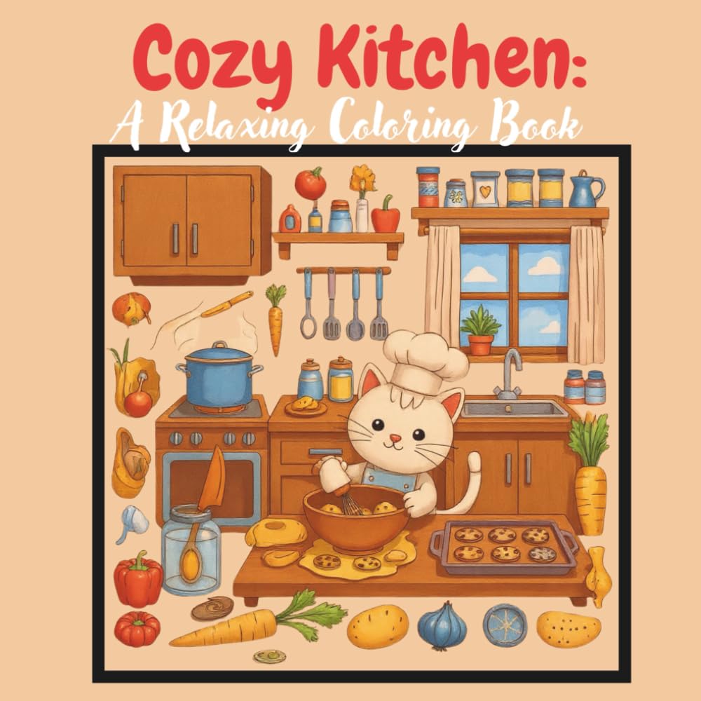 Cozy animals Kitchen: Featuring Adorable Animals Baking, Rustic Interiors, Delicious Food, and Simple Hygge Scenes for Stress Relief and Relaxation