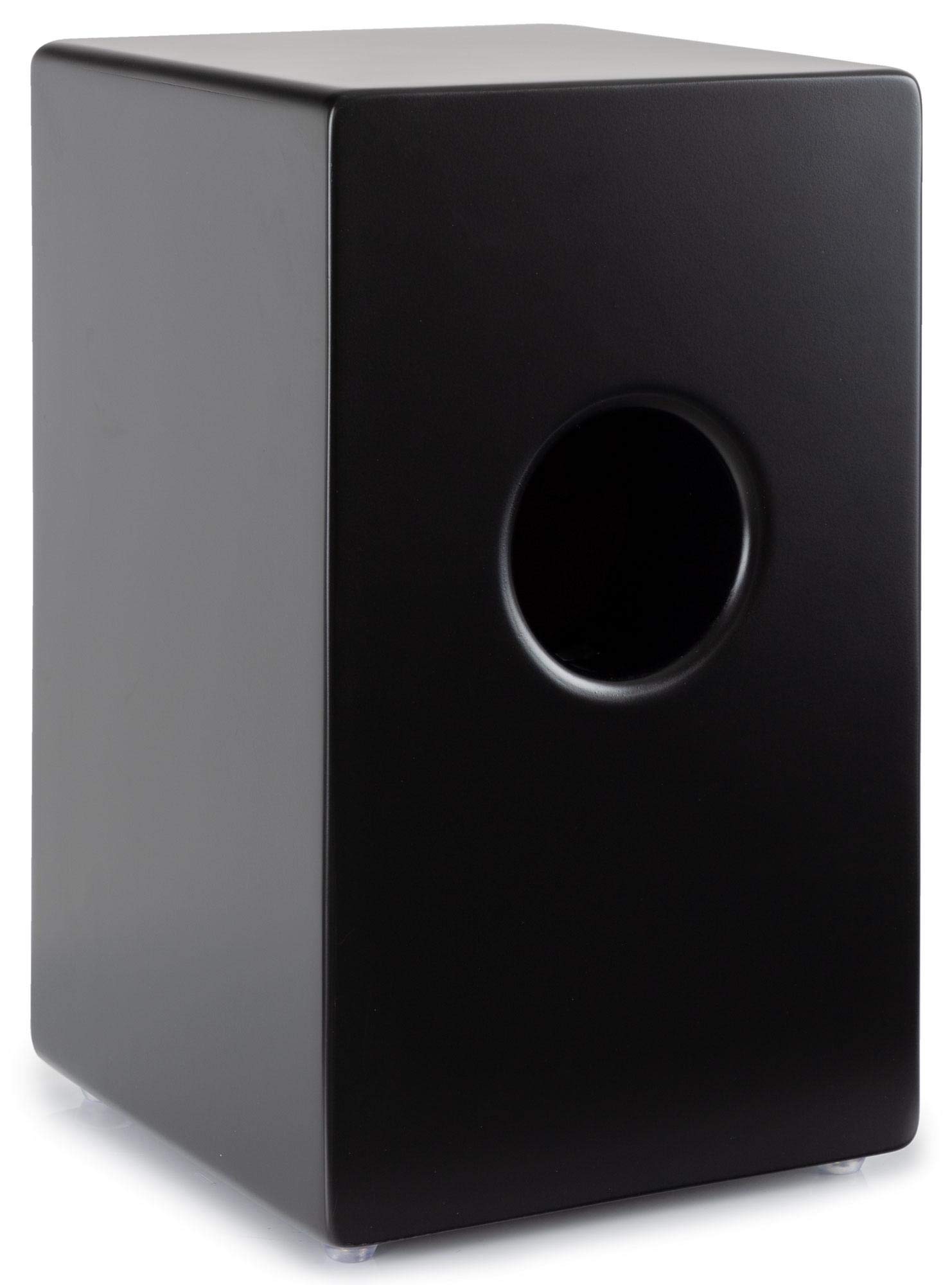 XDrum Cajon El Bajo Bass Port Black/Walnut Set - Cajon mit Bass POrt, Edelholz-Furnier-Schlagflächen & fest installiertem Snare Teppich inkl. Gigbag & Cajonschule für Einsteiger