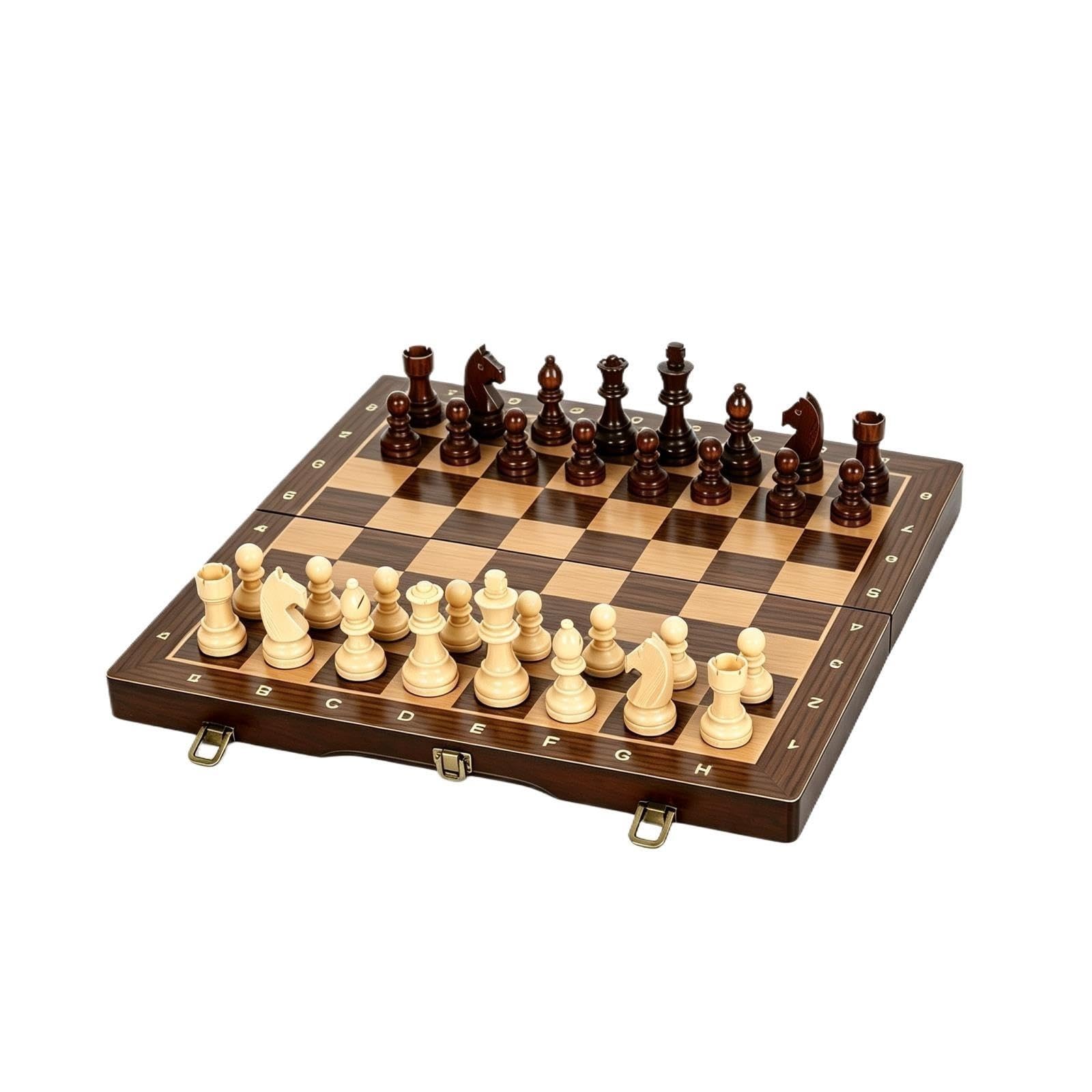 Set di scacchi magnetici in legno ripiegati con floccatura