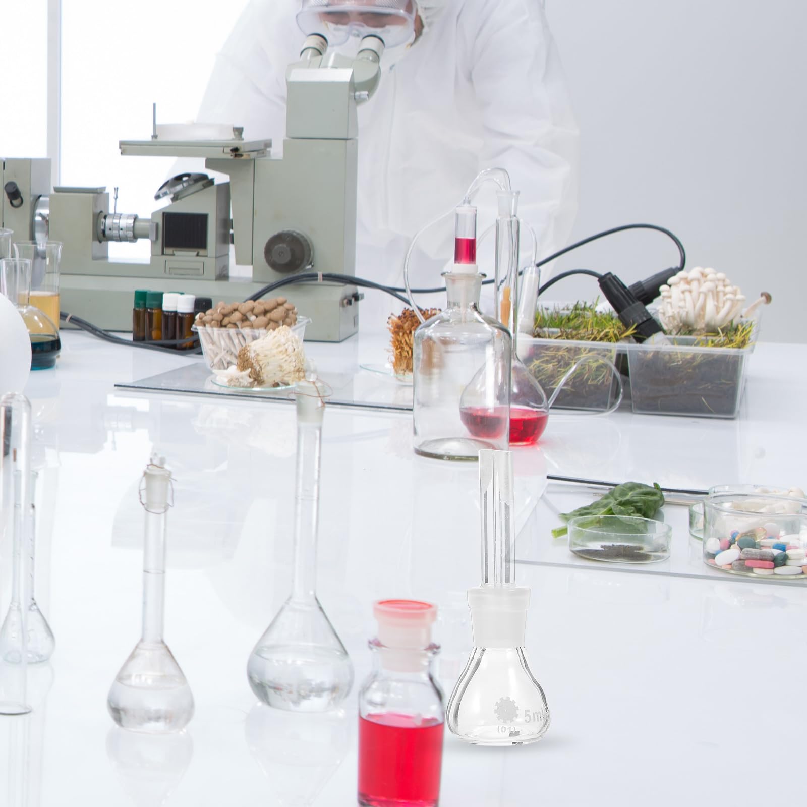 Picnometro In Vetro Da Laboratorio 50ml Con Tappo - Per Misurazione Densit&agrave; E Peso Specifico