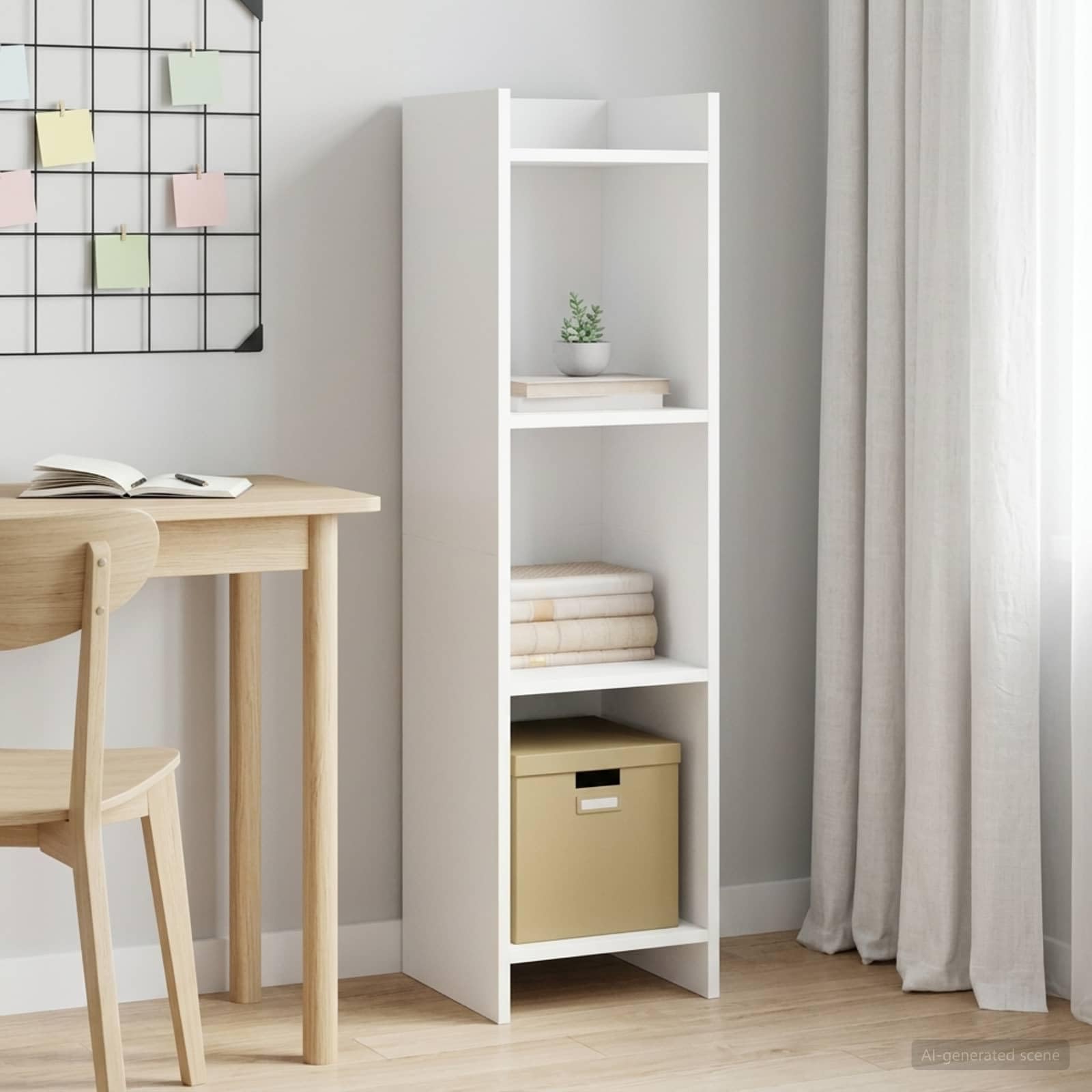 Bücherregal mit 3 Einlegeböden, weiß, 30 x 30 x 111 cm, aus technischem Holz | Modernes rechteckiges Design, einfache Montage, viel Platz für Bücher und Dekoration, Reinigung mit feuchtem Tuch