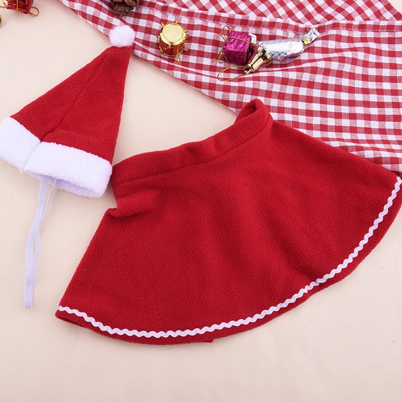 Disfraz navideño para perro pequeño y gato con capa roja miniatura 6