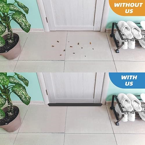 Miniatura 6 de Tope de corriente para debajo de la puerta, tapones ajustables de 24 a 38 pulgadas, bloquea el polvo y el ruido de la luz del viento (negro)