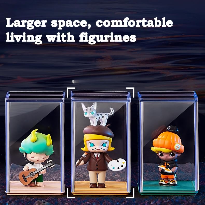 Lot de 4 présentoirs transparents en acrylique pour figurines de collection, mini poupées, jouets, 7,6 x 7,6 x 11,4 cm