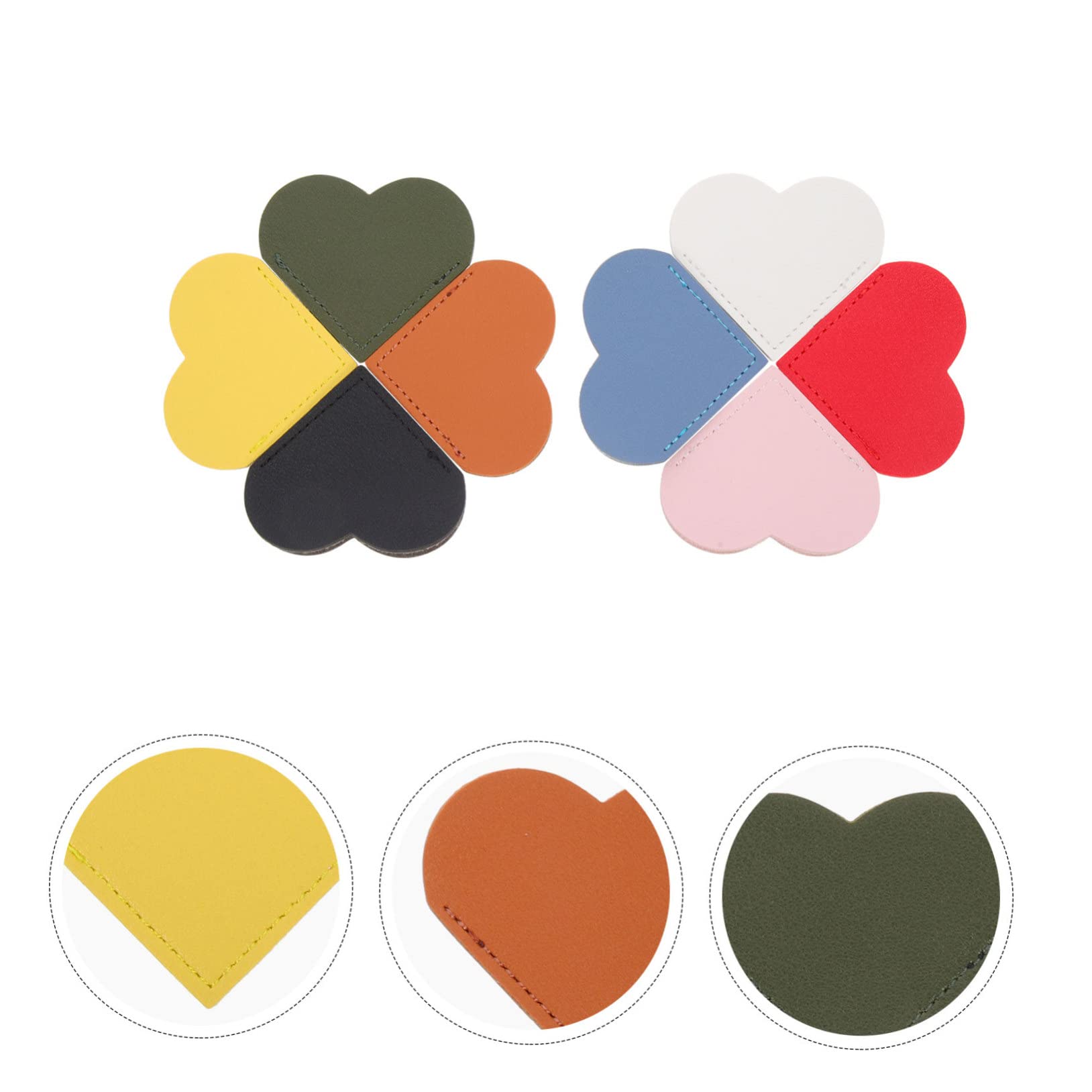 5 Set Di Segnalibri Per Libri Da Donna in Pelle A Forma Di Cuore Delicati Protettori Per Angoli Di Pagina Accessori Per Protettori Per Angoli Di 8 Pezzi*5