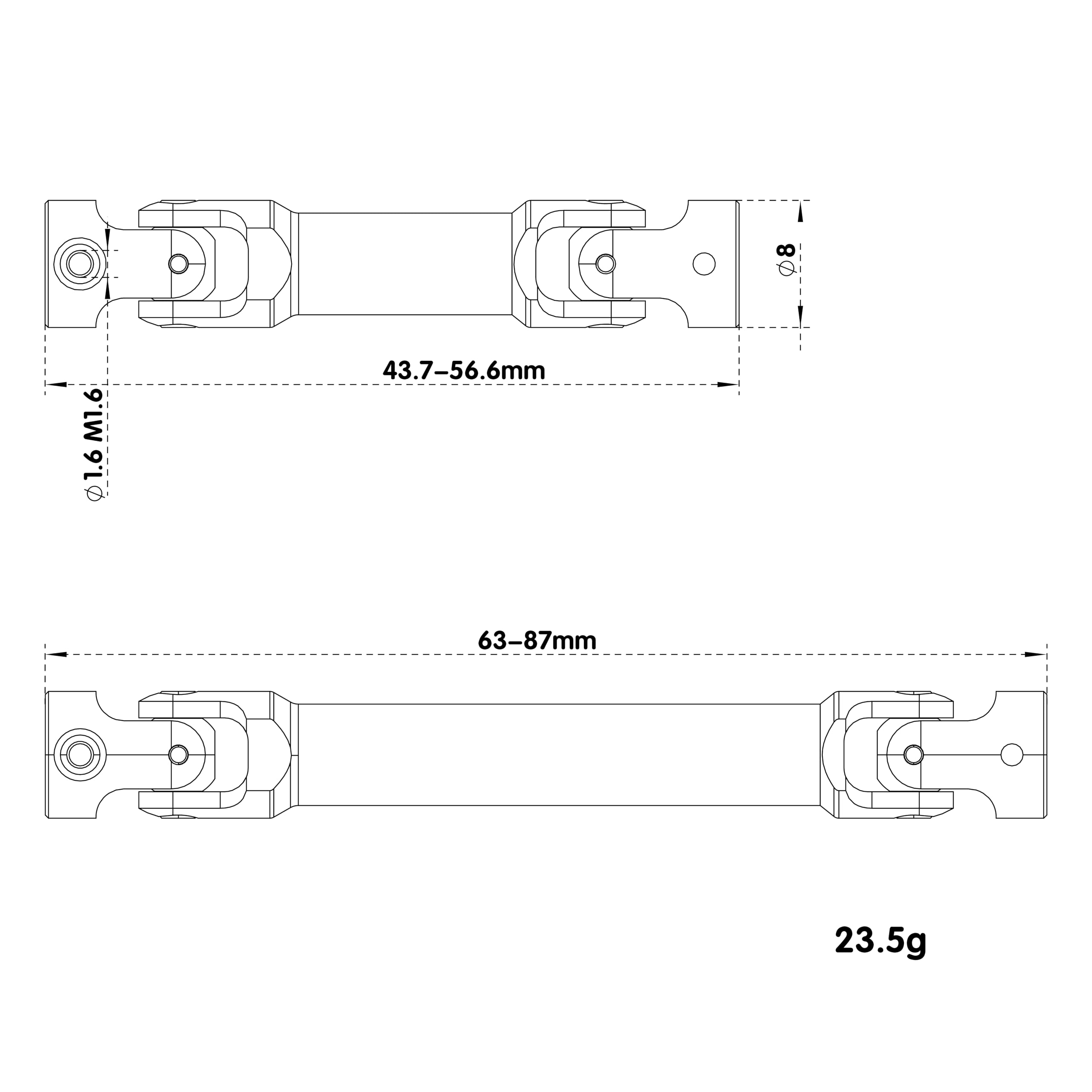 MEUS RACING Stainless Steel TRX4M Driveshaft, Drive Shaft for Traxxas 1/18 TRX4M High Trail K10/F150 RC Crawler Upgrade Parts, Black