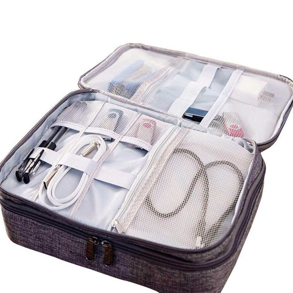 EXKOKORO Electronics Organizer Bag - Double Layer Waterproof Cable Case