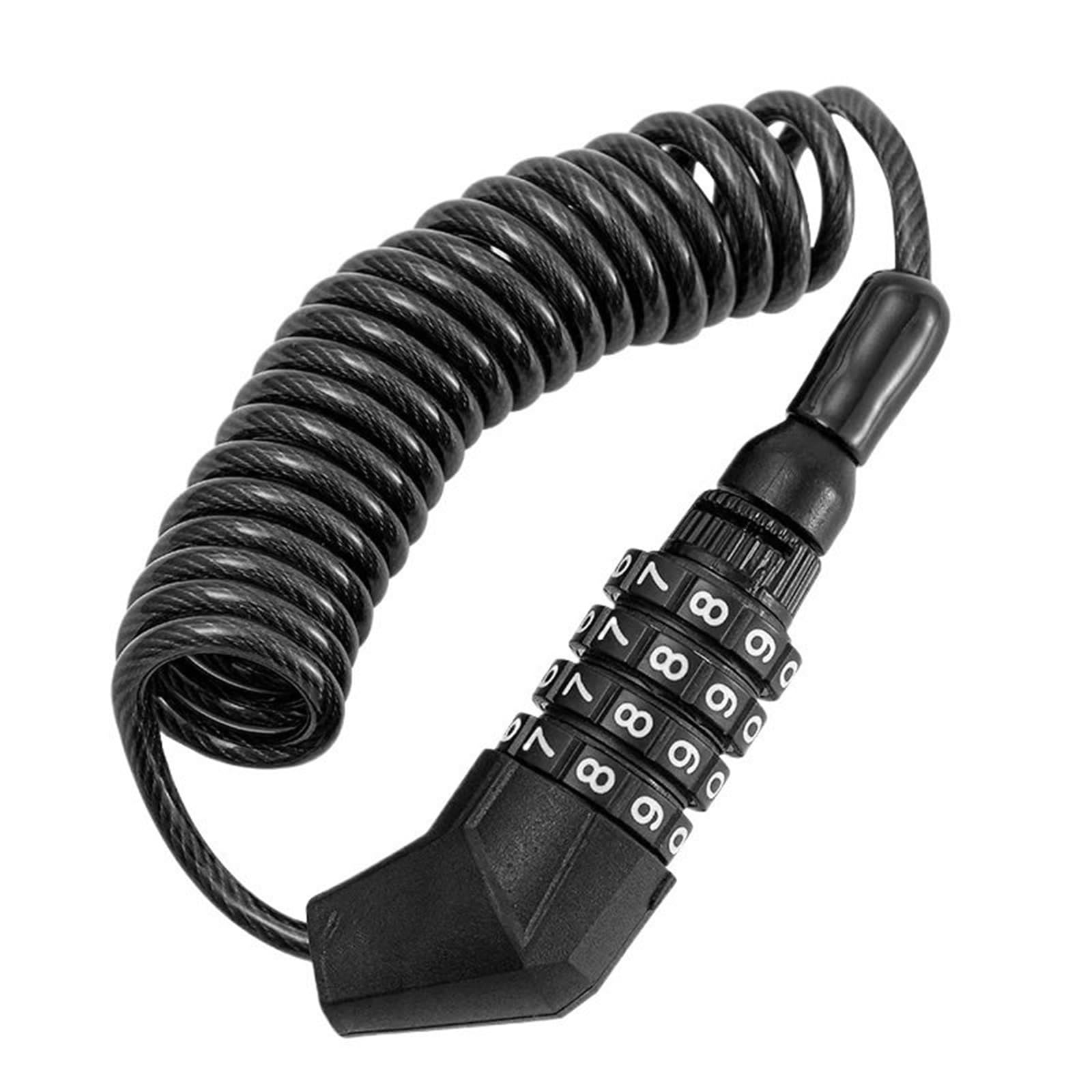 Chain Lock Portable Password Bike Lock Motorcycle Helmet Wire Bicycle Anti-Theft Cable Scooter Multi-use Safety Padlock Motorcycle Handlebar Lock(063 Black)