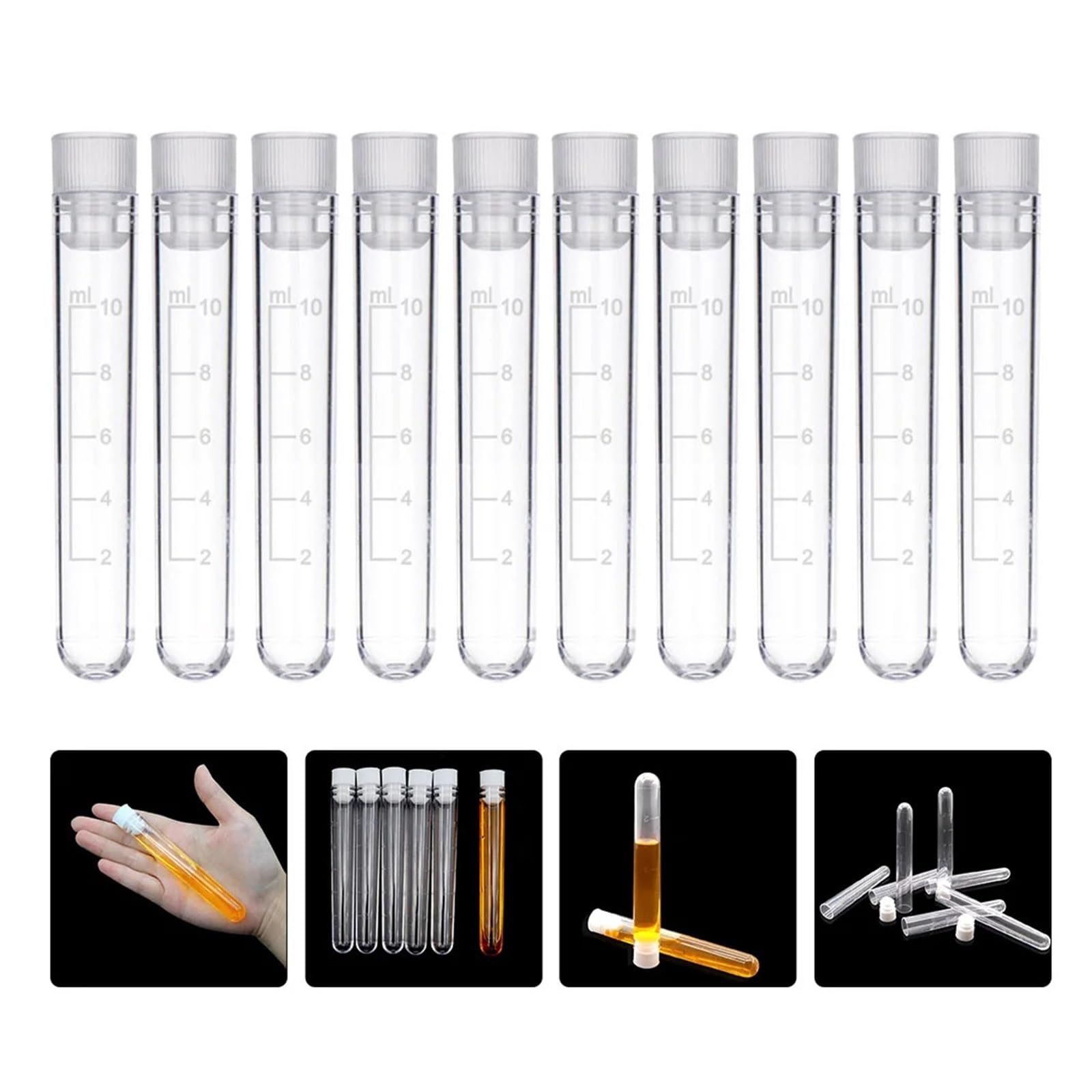 50 provette da laboratorio in plastica da 10 ml, contenitori for campioni con sigillo di sicurezza