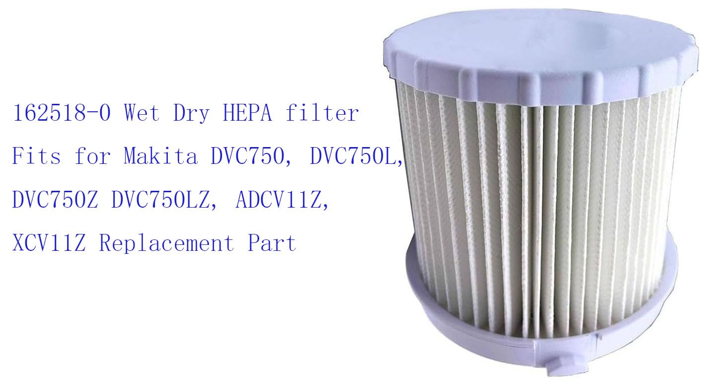 Filtro HEPA úmido e seco 162518-0 para aspirador de pó Makita DVC750L DVC750 XCV11Z ADCV11Z