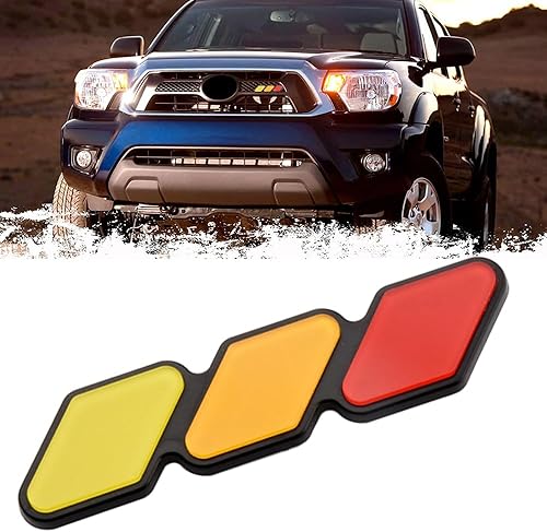 XMUINT - Emblema de rejilla a rayas de 3 colores, etiqueta para camión compatible con Toyota Tacoma 4Runner Tundra Sequoia Rav4 Highlander,