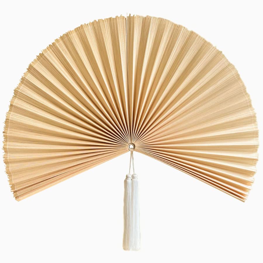 Buy ChicnChill Oriental Wall Fan, Beige Giant Bamboo Fan with Tassel