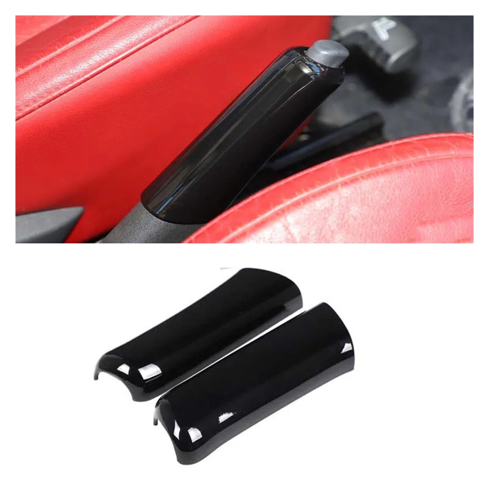 Handbremshebel-Hülsen-Schutzhülle, dekorativ, for den Automobilbereich | Kompatibel mit Fiat 500 2007–2024 Innenzubehör(Bright black)