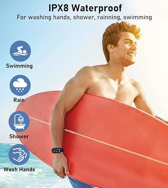 Mindrose Fitness Tracker with Heart RateSleep Monitor Step Calorie Counter Pedometer IP68 Waterproof for Android and iPhone