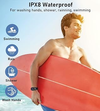 Mindrose Fitness Tracker with Heart RateSleep Monitor Step Calorie Counter Pedometer IP68 Waterproof for Android and iPhone