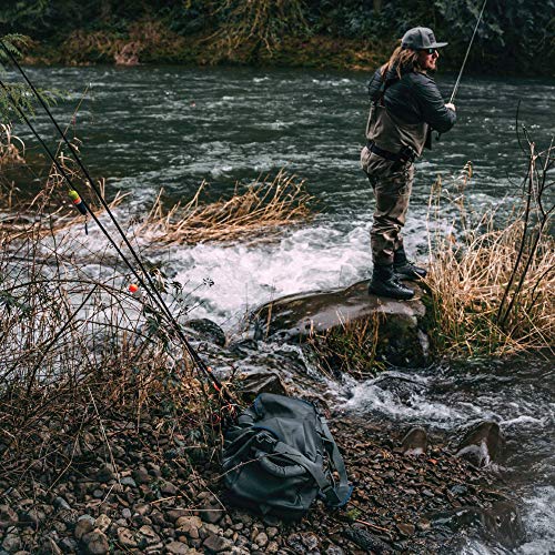 Mustad Dry Duffle Bag 50L, Water-Resistant 500-Denier Tarpaulin, Zippered Main Compartment, Adjustable Shoulder Straps, Grey/Blue