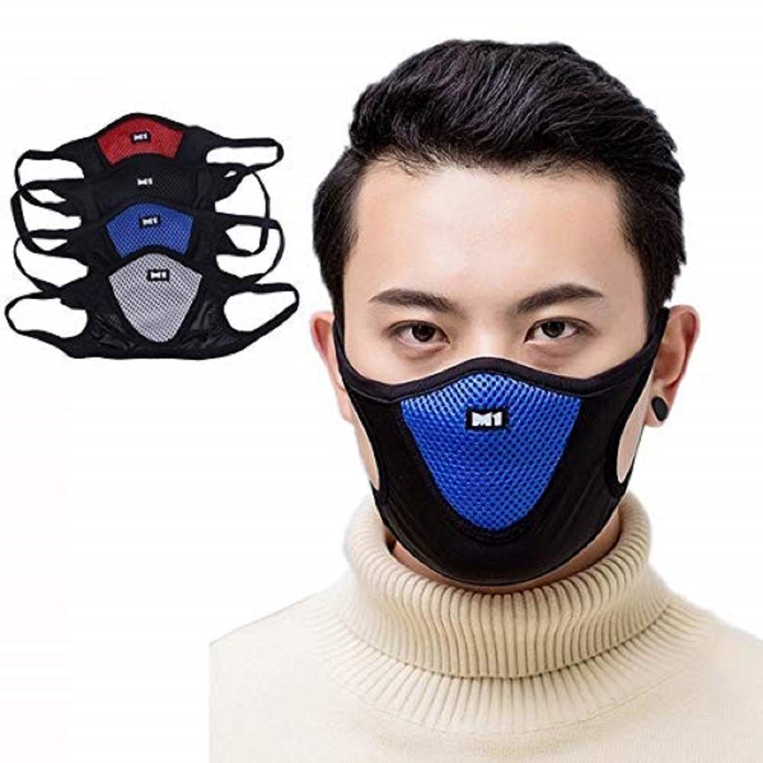 JMP Anti Pollution Multi Color Mask Air Dust Face Masks Washable and Reusable Mouth Cover Windproof Dust proof Safety Mask for Men Women Outdoor Activities Pack of 3