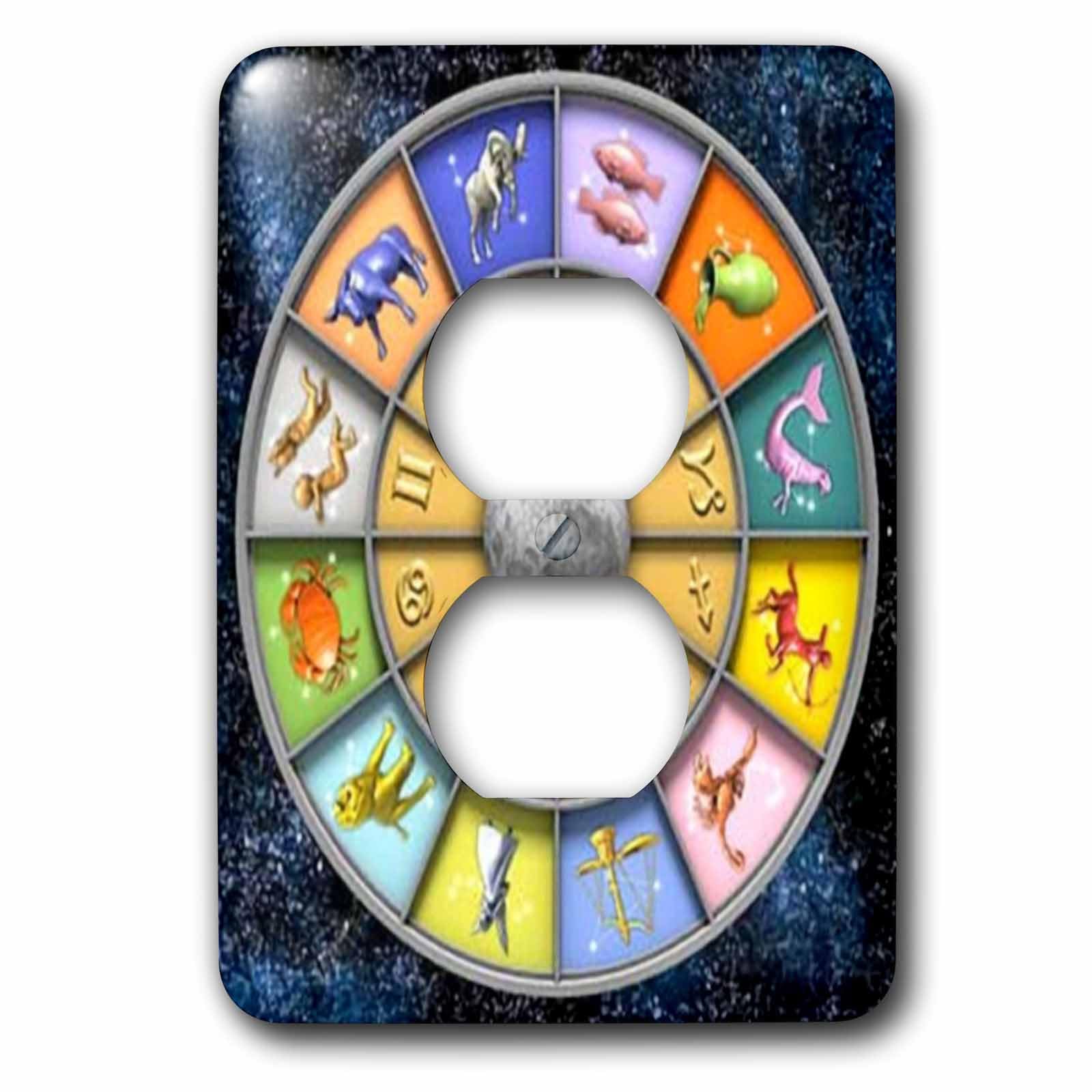 Jolie roue zodiaque 2 prises 3dRose lsp_98671_6 pour decoration murale