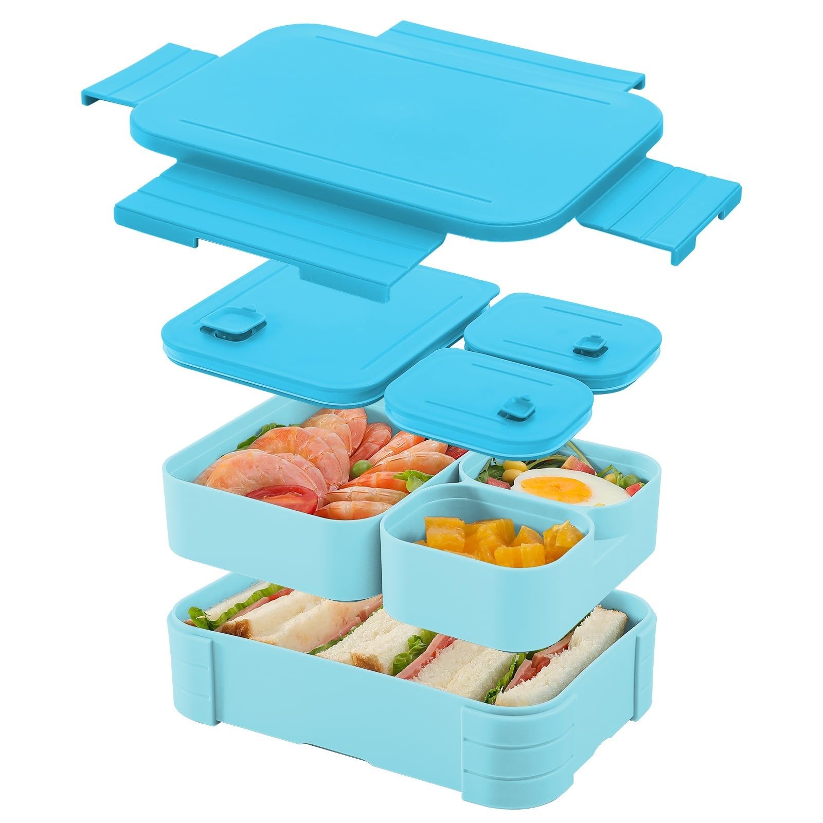 Mfwamcafk Blue Plastic Bento Box, Microwave Safe Meal Prep Containers For Work