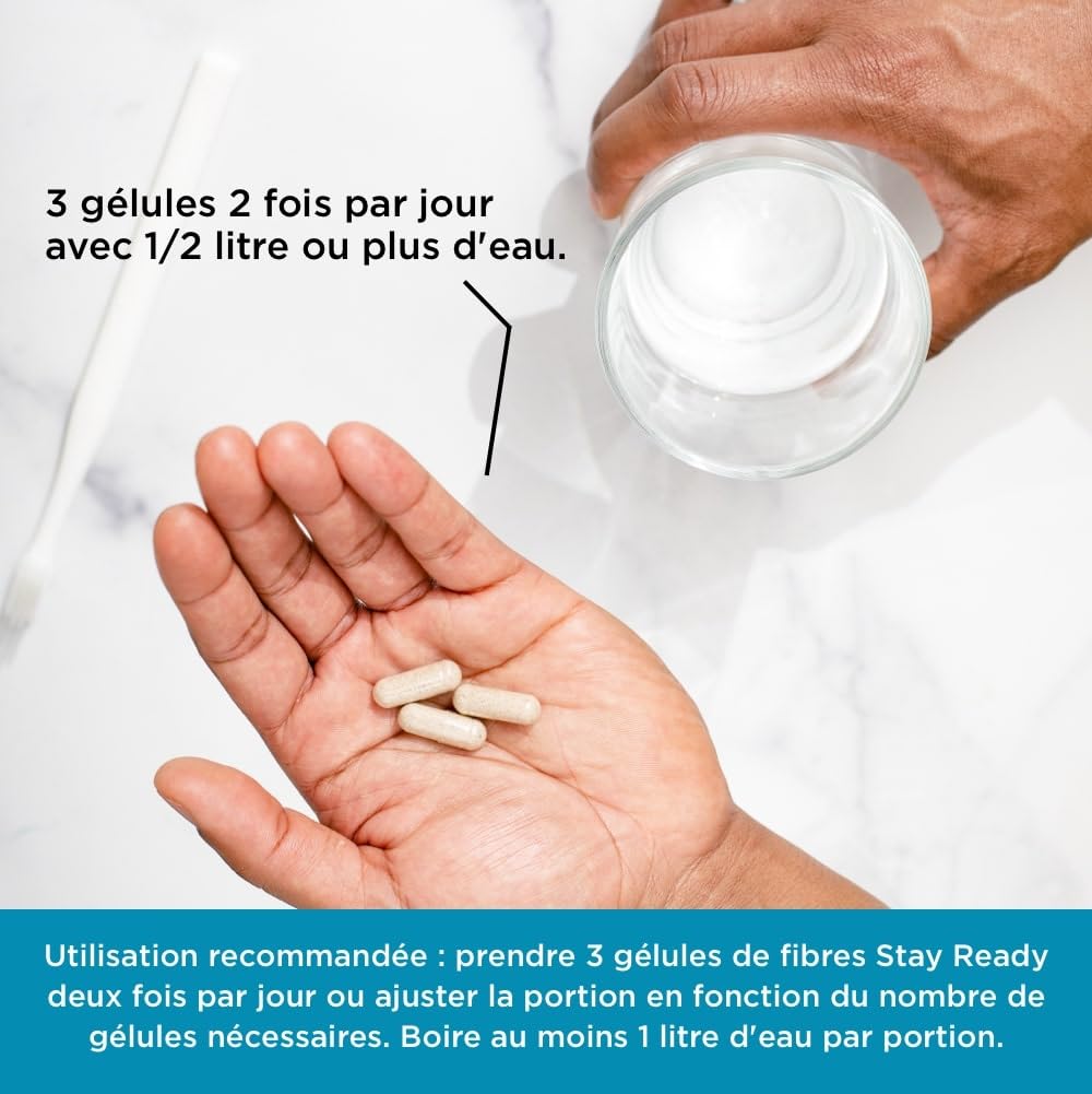 Pure For Men Supplément de fibres Original Cleanliness Stay Ready 120 capsules végétaliennes aide à promouvoir la régularité digestive Cosse de psyllium graines de chia fibres d'avoine
