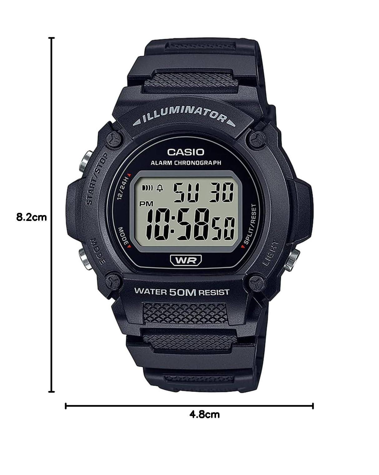 Casio W-219H-8B – Orologio Sportivo Uomo Al Quarzo, Bracciale In Resina Blu, Cassa Resina E Display Analogico Nero