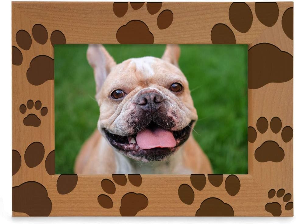 KATE POSH Doggie Paw Engraved Natural Wood Picture Frame