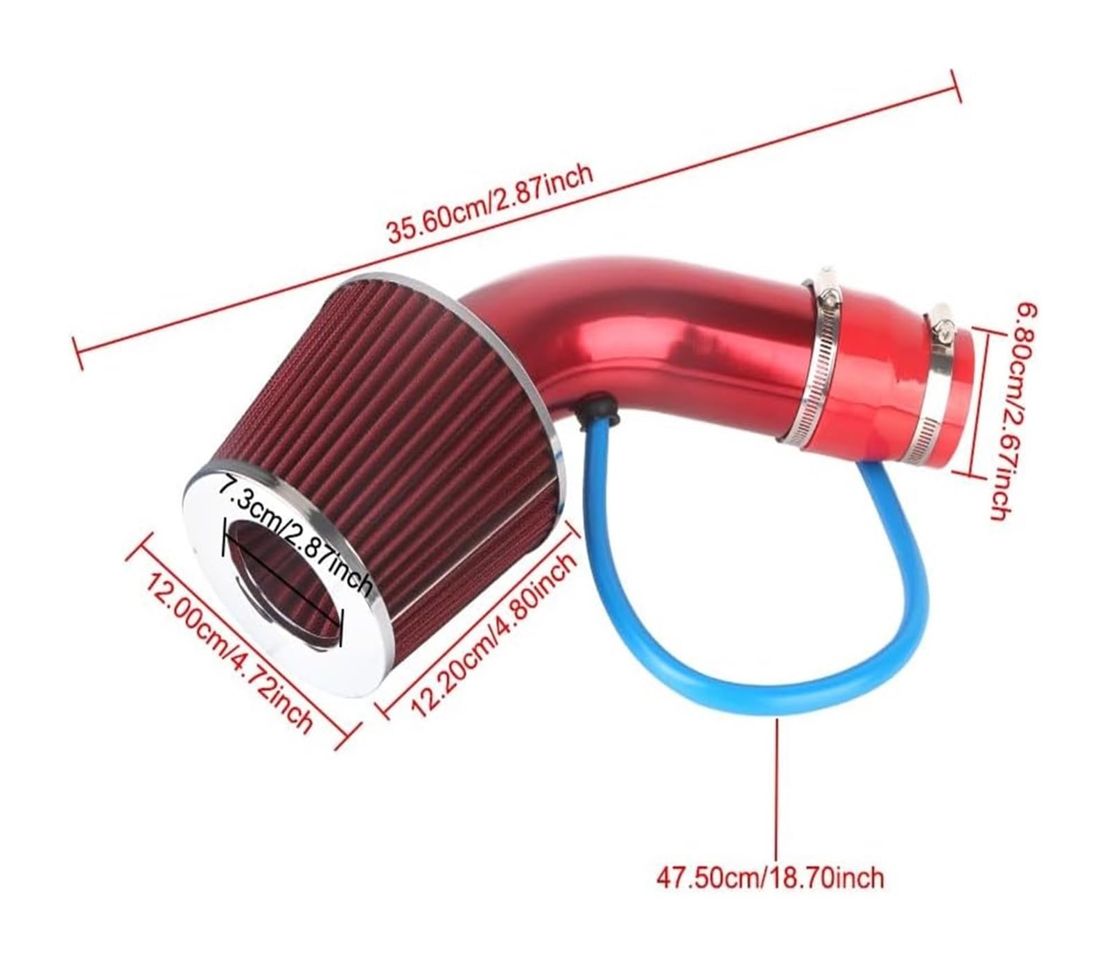 Tubo Entrada Aire Automotriz Kit De Tubo Inducción Turbo Universal 76 Mm/3 Pulgadas Con Filtro Aire Accesorios Para Coche Sistema Admisión Frío Aluminio