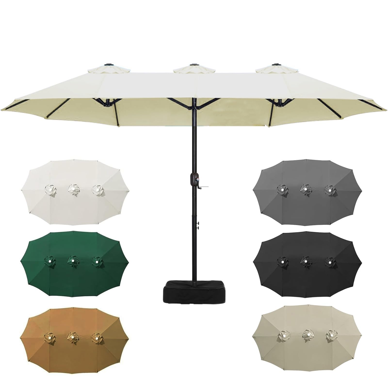 Toile de rechange parasol double V3VOGUE beige 465x270 pour grand jardin