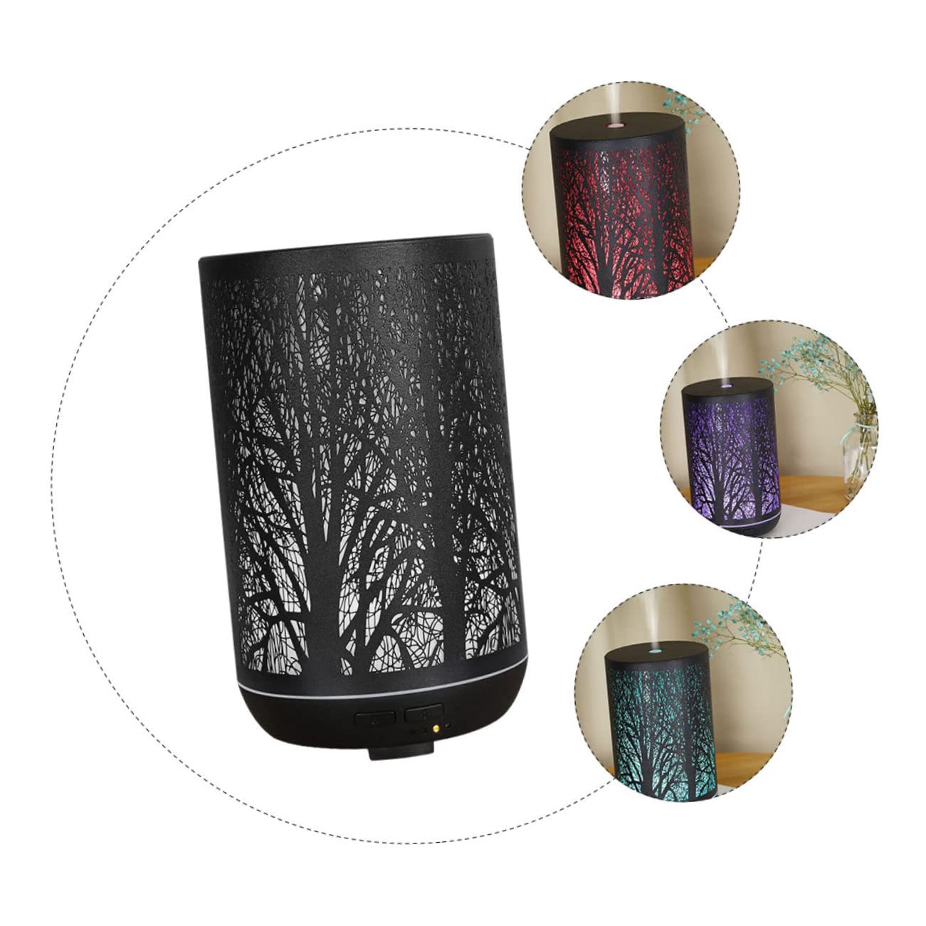 Diffusore Da Tavolo e Umidificatore Creativo 300ml Design in Ferro Traforato, Dispositivo Per Aromi Per Casa e Ufficio, Umidificatore Portatile Adatto a Rilassamento e Aromaterapia