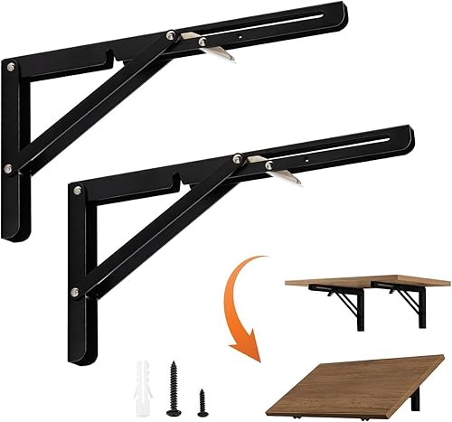 Miniatura 10 de Soportes de estante plegables, estante plegable de acero inoxidable resistente de 12 pulgadas, soporte de encimera que ahorra espacio, soporte de