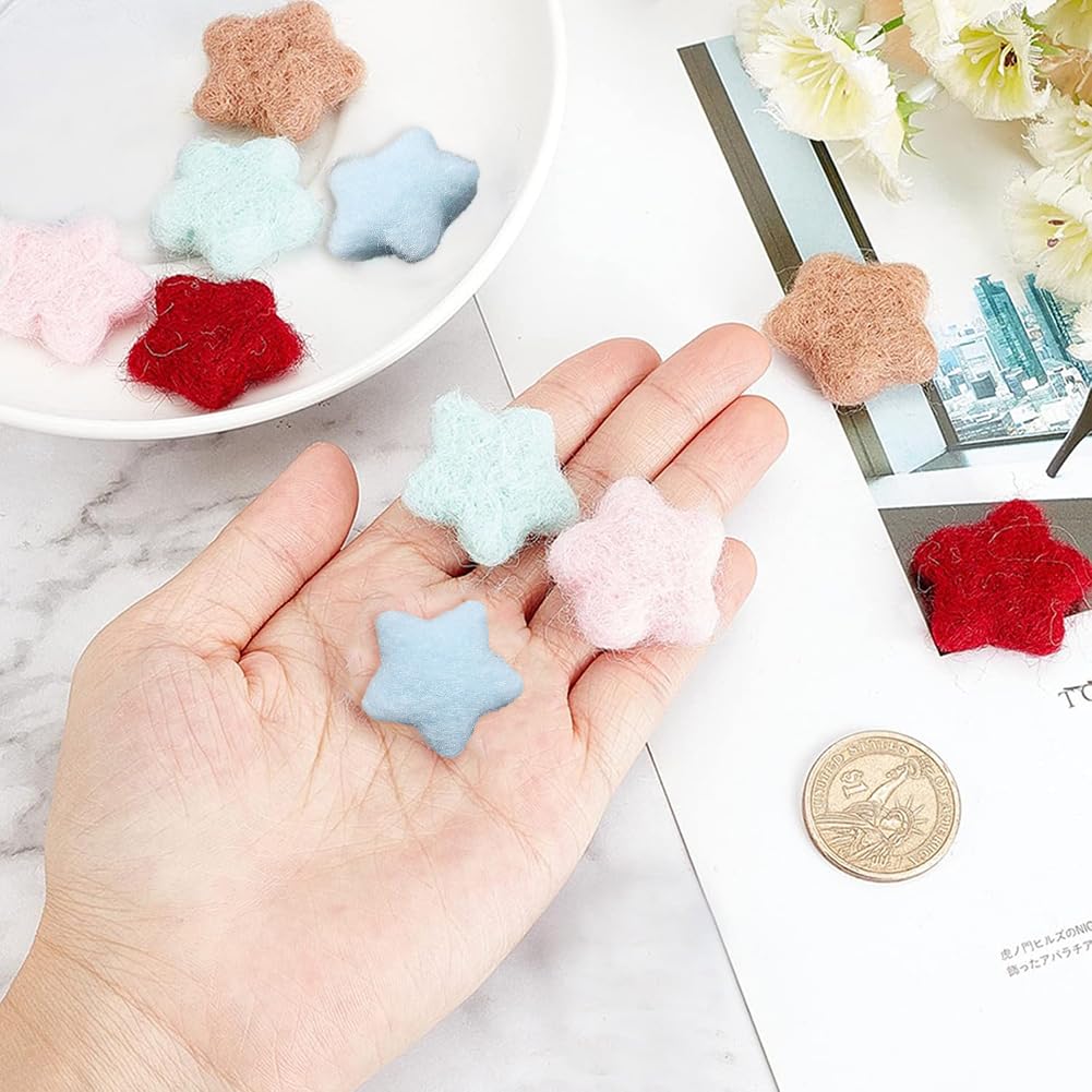 Perline Di Lana In Feltro A Forma Di Stella - Gorgecraft, 10 Pezzi, 5 Colori (26-30 Mm), Per Decorazioni Fai Da Te