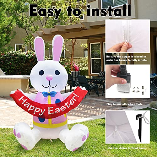 Bebekula Easter Inflatables Bunny Clearance, Outdoor Easter Yard Decorations, 3.5Ft Build-In Led Lights Easter Blow Up Rabbit For Holiday Garden Lawn #TOP5