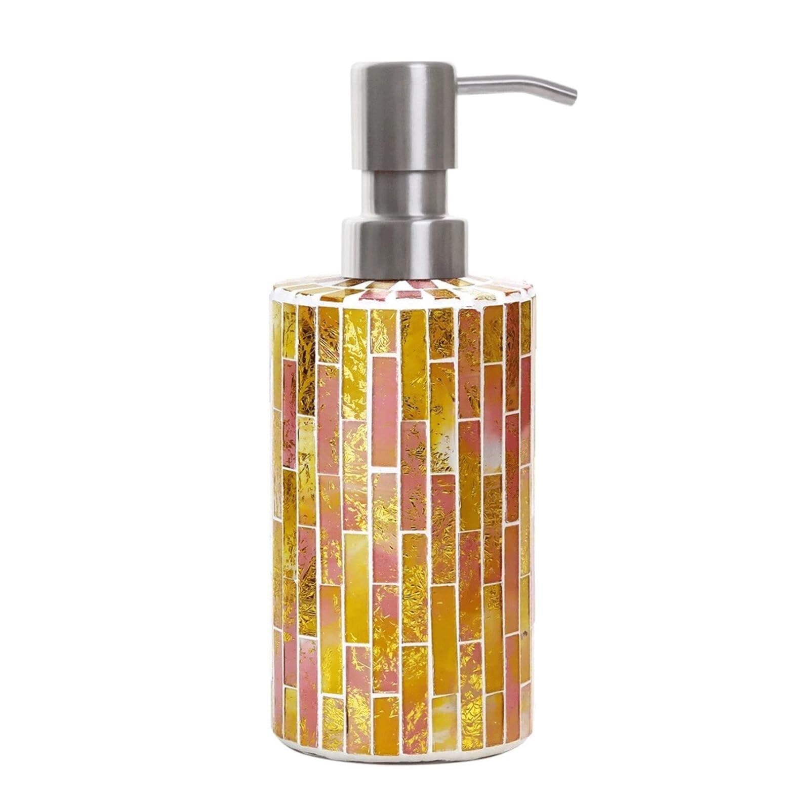 Dispenser di sapone ricaricabile da bagno con manico in vetro dal design a mosaico, adatto for l'uso di nuovi elementi essenziali for la casa