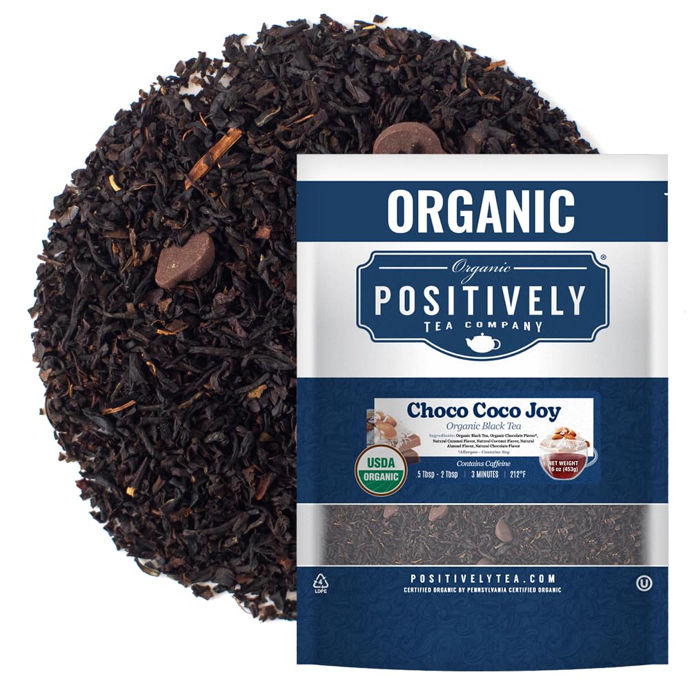 Organic Positively Tea Company, Choco Coco Joy Black Tea, Loose Leaf, 16 Ounce