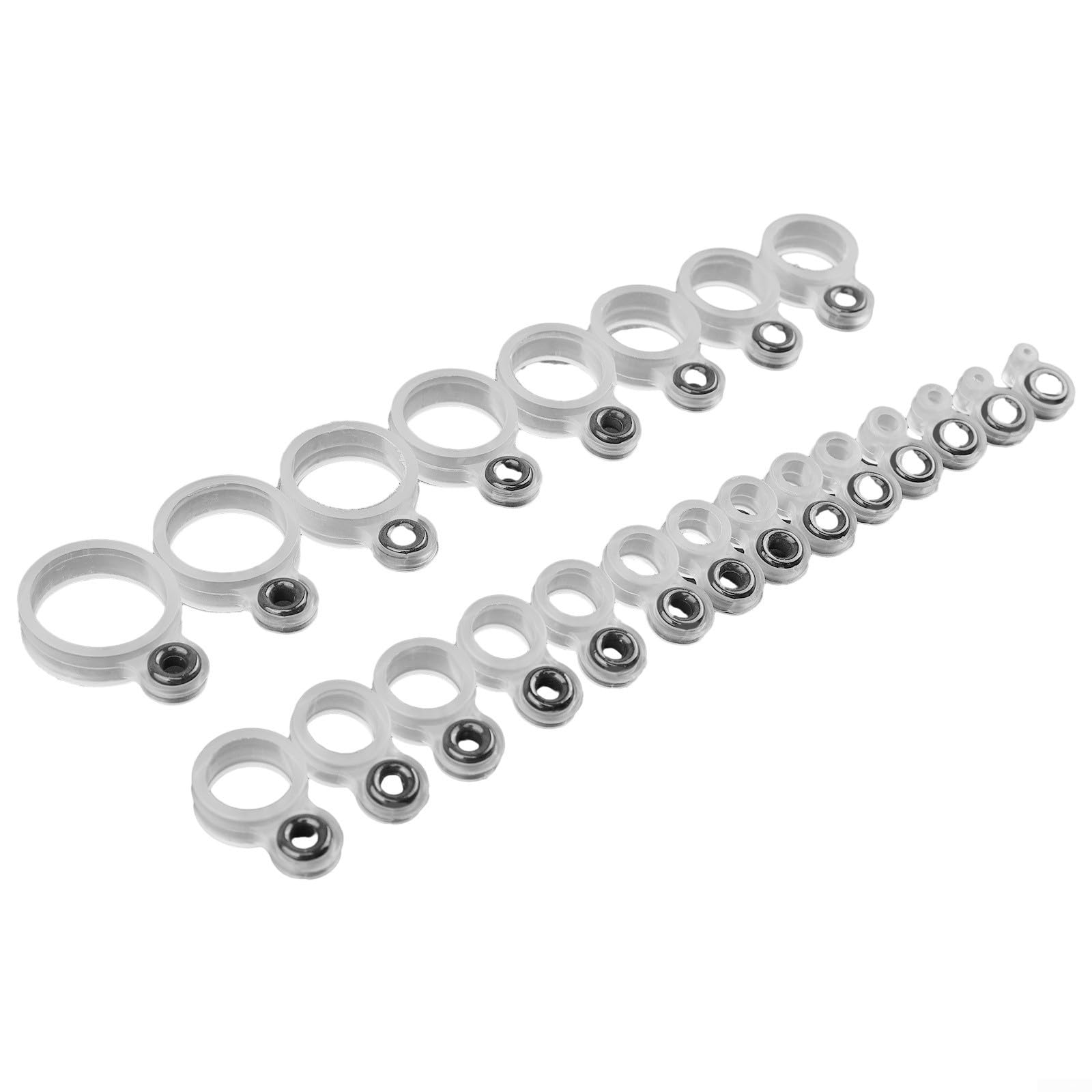 Anneaux de guidage en silicone pour canne à pêche avec inserts en céramique, kit de réparation de pointe de ligne blanche transparente pour la mer, la plage, le bateau, la pêche, 14 ou 22 pièces de