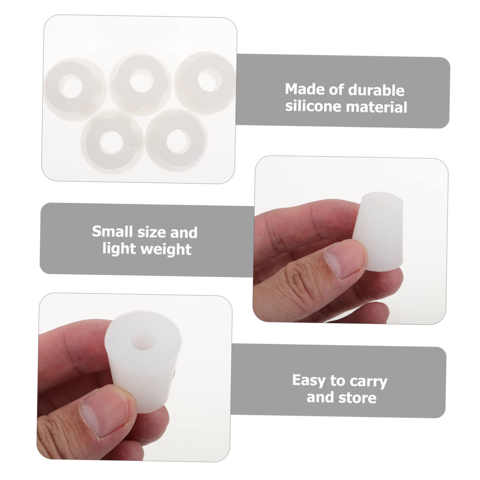 HOMOCONO 5pcs Food Grade Silicone Plugs Round Test Tube Cap Leakproof Sealing for Laboratory and Food Storage