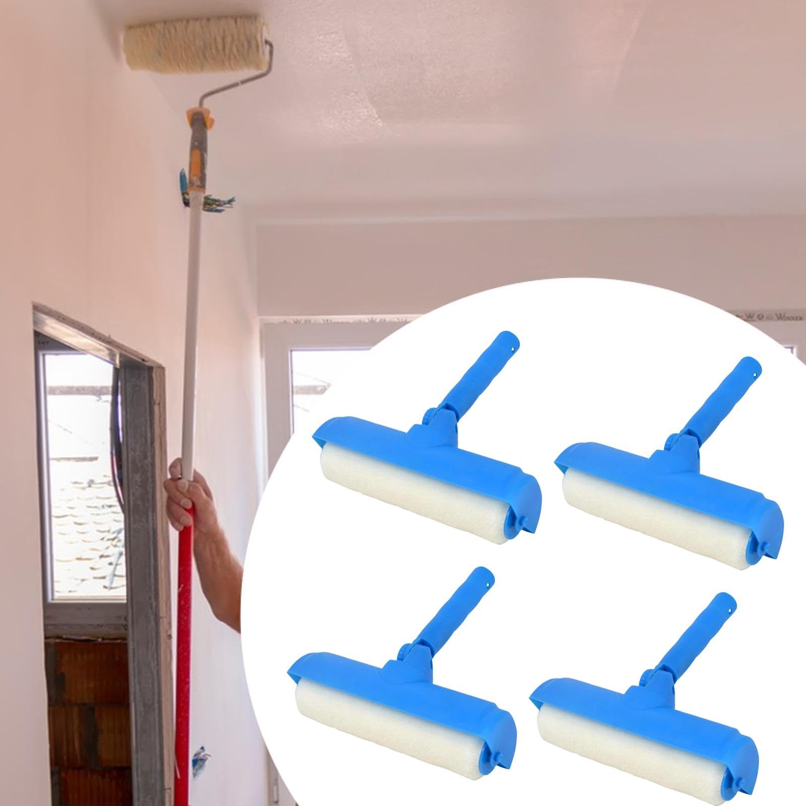 4x Rullo per Pittura a Soffitto, Strumento per Applicazione di Pittura, Facile Da Usare, Testa Regolabile, Pittura Murale Senza Gocciolamento
