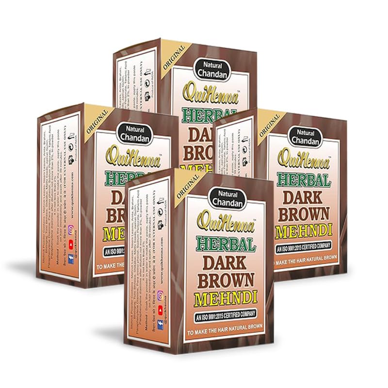byPurenaturals QuikHenna Herbal Henna Mehandi Hair Colour (Dark Brown) - 100% Grey Coverage, 100% Natural, Shiny Hair, Natural Dark Brown Hair Dye - Men & Women - 65g (Pack of 4)-image-5