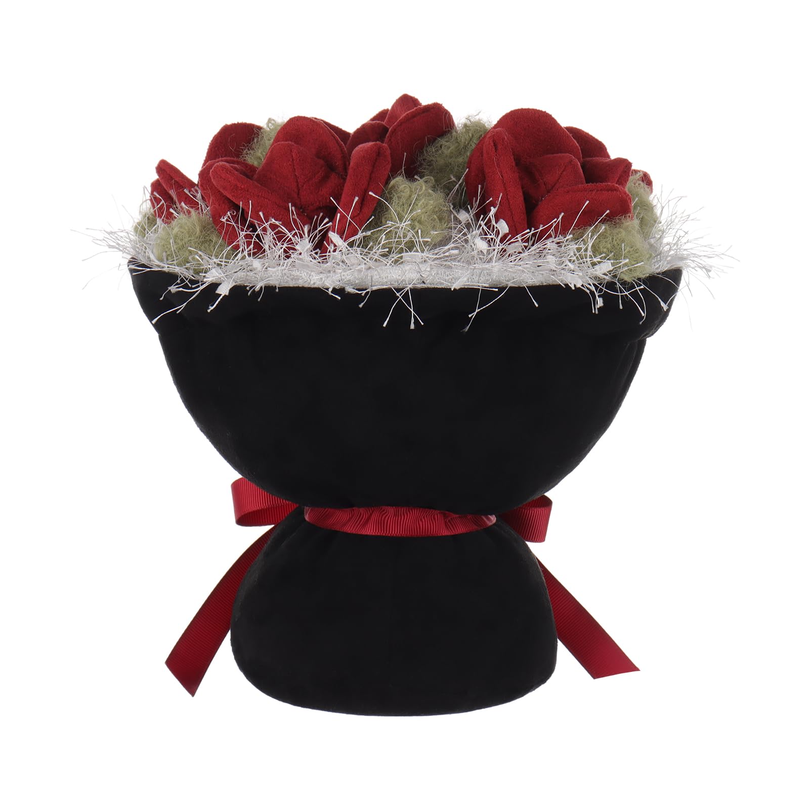 Apricot Lamb Blume Rosenstrauß Bouquet Plüschtiere für Kinder, weiche niedliche Kuscheltier für Baby Mädchen und Jungen, Flauschige Romantischer Rosenstrauß Rot 24 cm