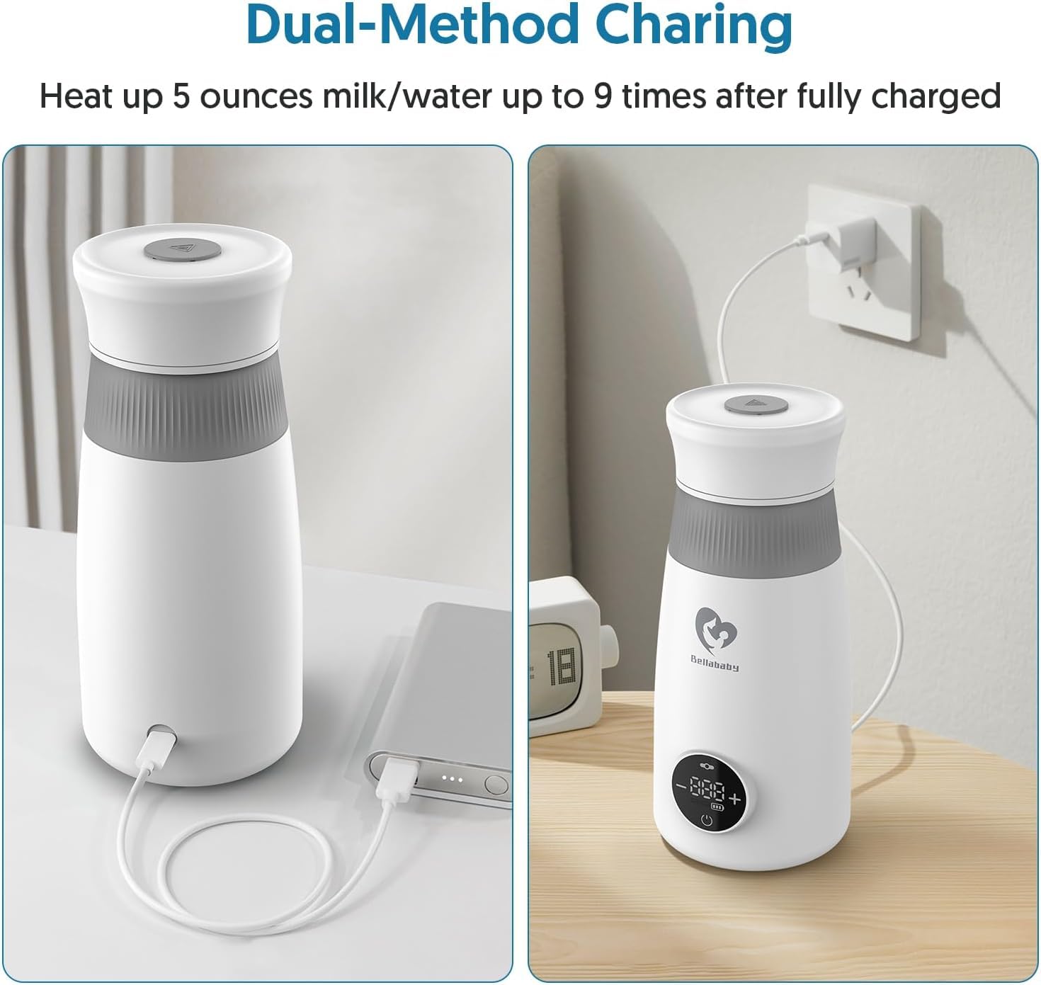 Bellababy Flaschenwärmers,Bottle Warmer Tragbar,Schneller Flaschenwärmer mit USB Kabel,Milchwärmer Baby Portable,Flaschenwärmer für Daheim/Reise