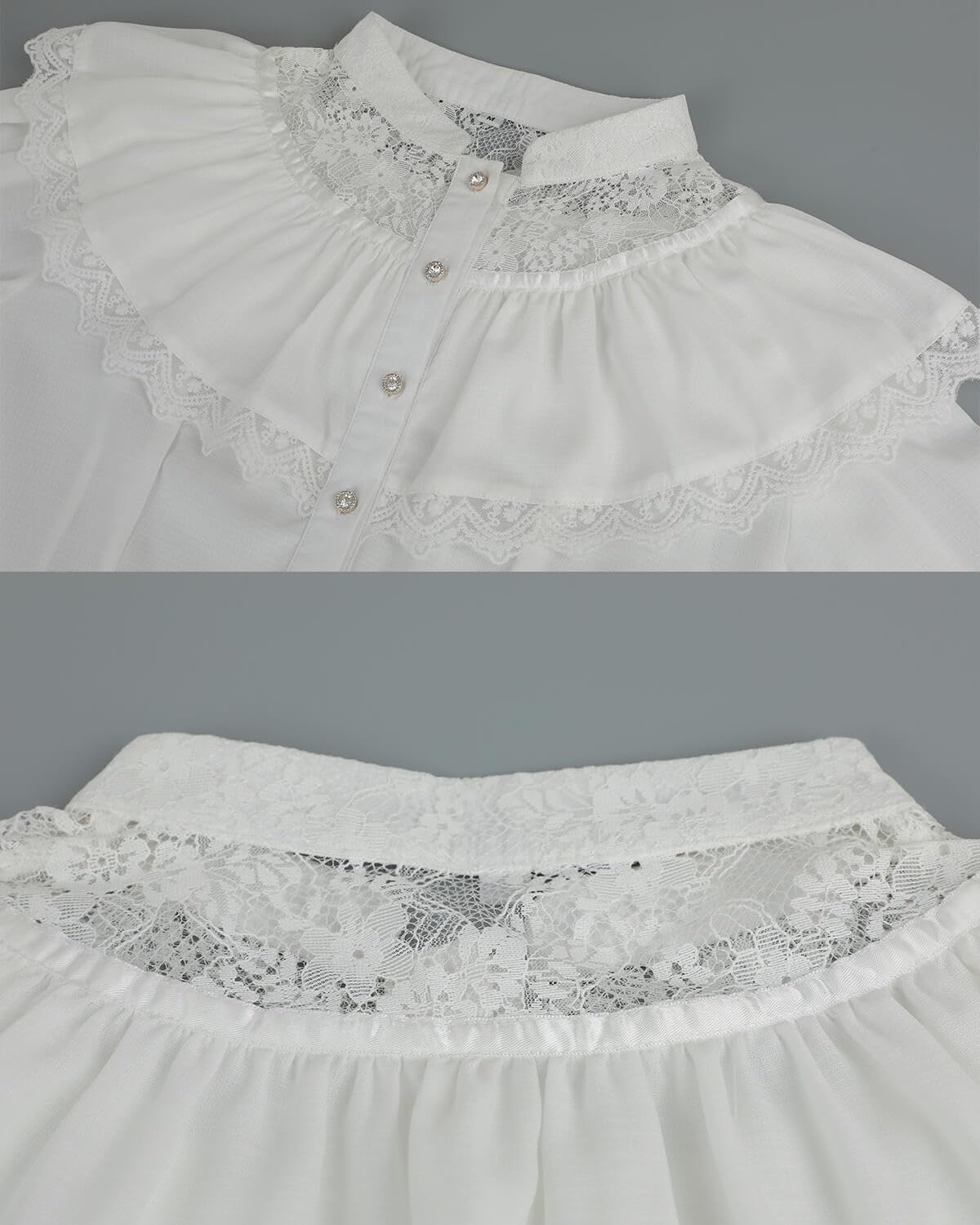 Nuoqi Victorian Blouse Womens Gothic Shirt Vintage Long Sleeve Lotus Ruffle Tops - Image 5