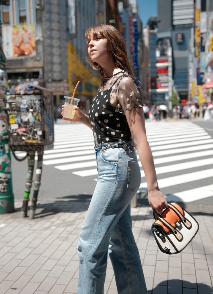 Original 2D Cartoon Crossbody Bag Purse (Owl), Jump From Paper Fun Novelty Cross Body Funny Purse for Women,Carries Essentials for Daily and Travel (Beige, Medium - Classic)