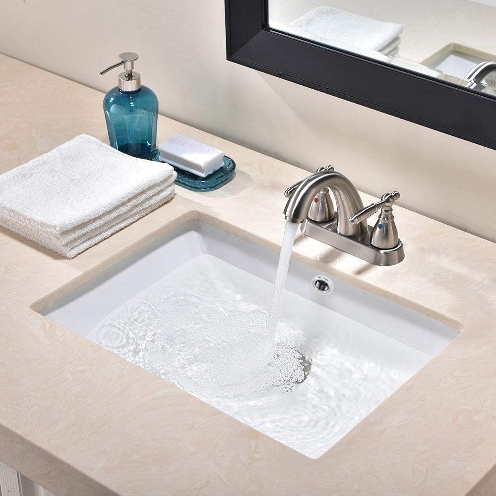 40% Off Discount Friho 18.5''x13.8''x7.9'' Modern Sleek Rectangular Undermount Vanity Sink Porcelain Ceramic Lavatory Bathroom Sink, White with Overflow