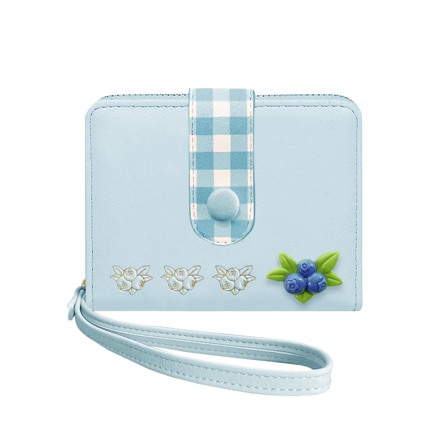 Sunwel Fashion Strawberry Wallet Card Holder Small Cute Wallet Zipper Coin Pocket Wallet for Women Girls (BLUEBERRY)