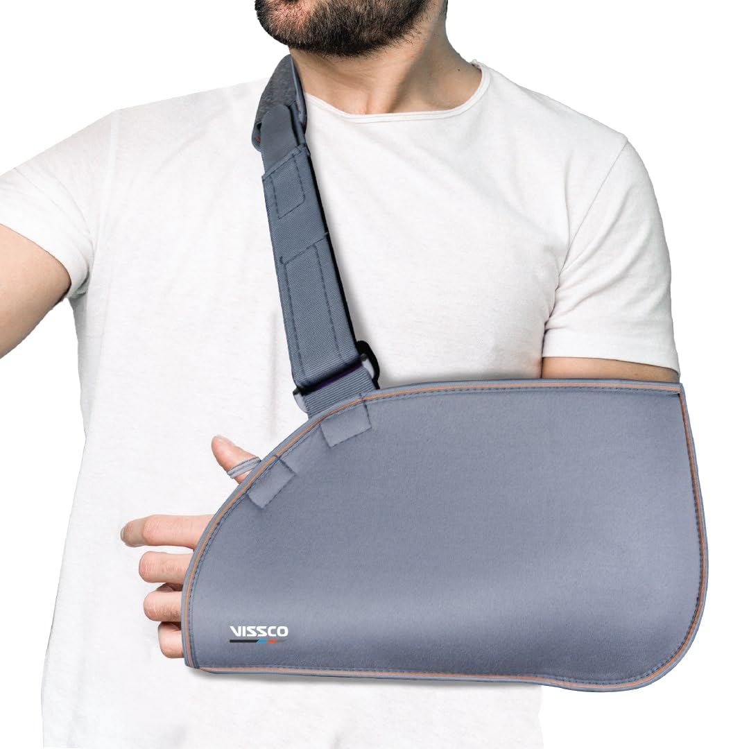 Sponsored Ad - Vissco Arm Pouch Sling (Moderate Support), Shoulder Support for Fracture Support, Immobilization, Prevents Shoulder Dislocation, Skin Friendly & Breathable Material - XXL(Grey)