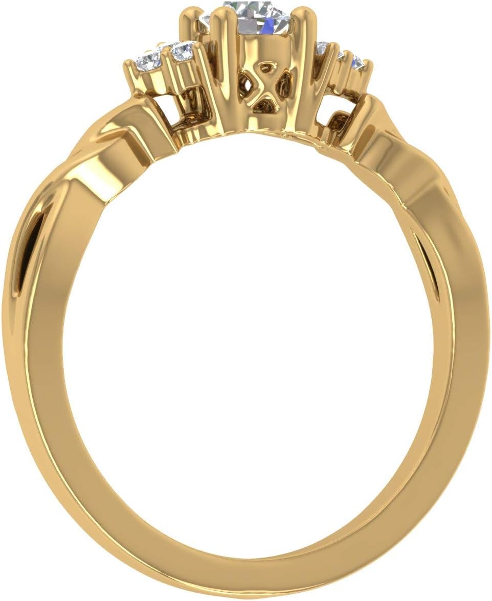 FINEROCK 1/4 Carat Diamond Twisted Engagement Ring in 14K Gold (I1-I2 Clarity)