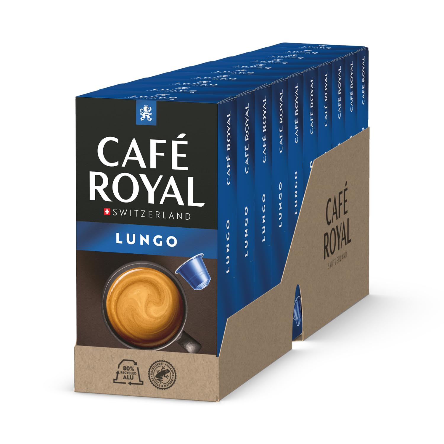 Café Royal Lungo – 100 Nespresso® Compatible Capsules, Intensity 5/12, 100% Arabica, Rainforest Alliance